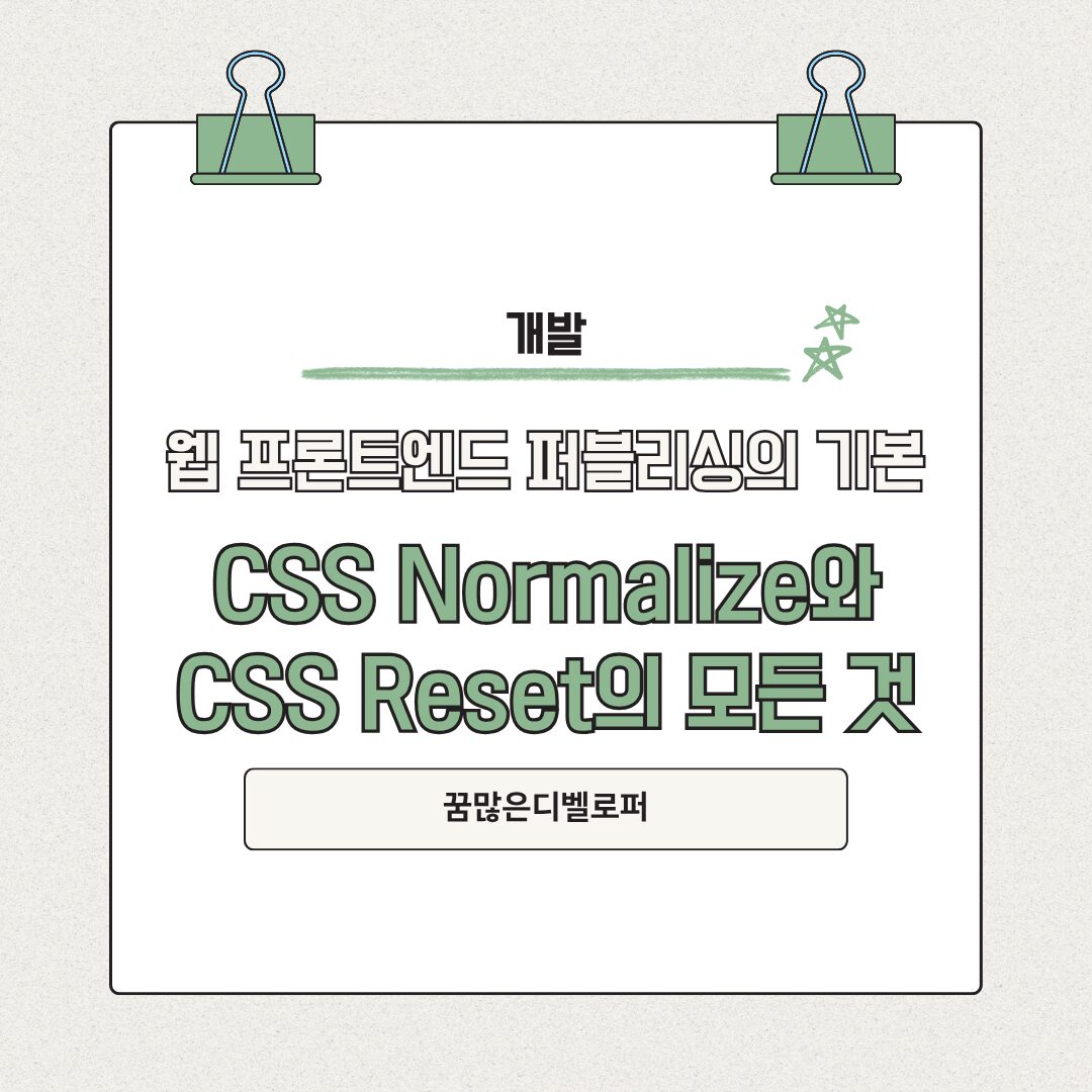 웹 프론트엔드 퍼블리싱의 기본 CSS Normalize와 CSS Reset의 개념정리 - 꿈많은디벨로퍼