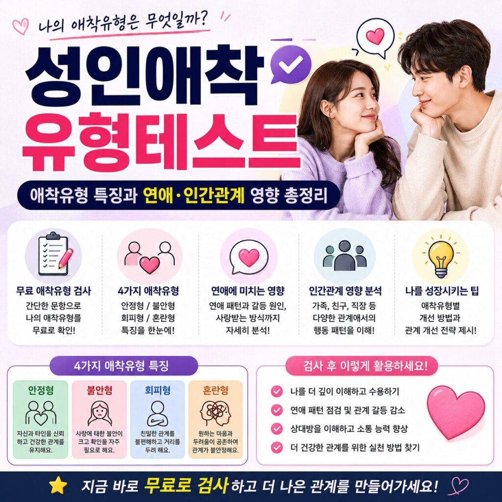 성인애착유형테스트 무료 검사 애착유형 특징과 연애 인간관계 영향 총정리
