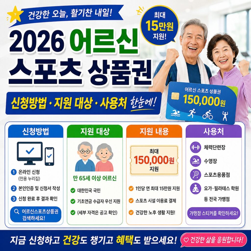 2026 어르신 스포츠 상품권 신청방법 최대 15만원 지원 대상 사용처 한눈에