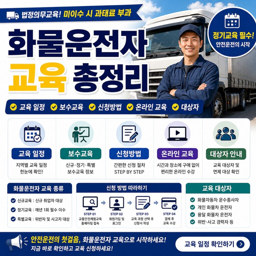 화물운전자 교육 일정 보수교육 신청방법 온라인 교육 대상자 총정리
