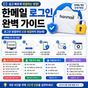 한메일 로그인 방법 로그인 오류 계정 복구 비밀번호 찾기 안내 가이드