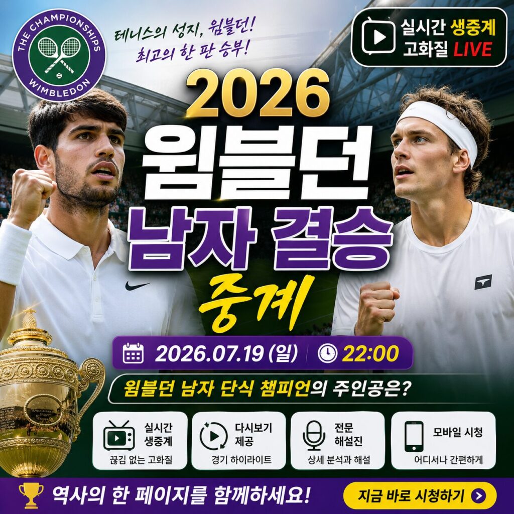 2026 윔블던 남자 결승 중계 경기 시간 실시간 시청 하이라이트까지