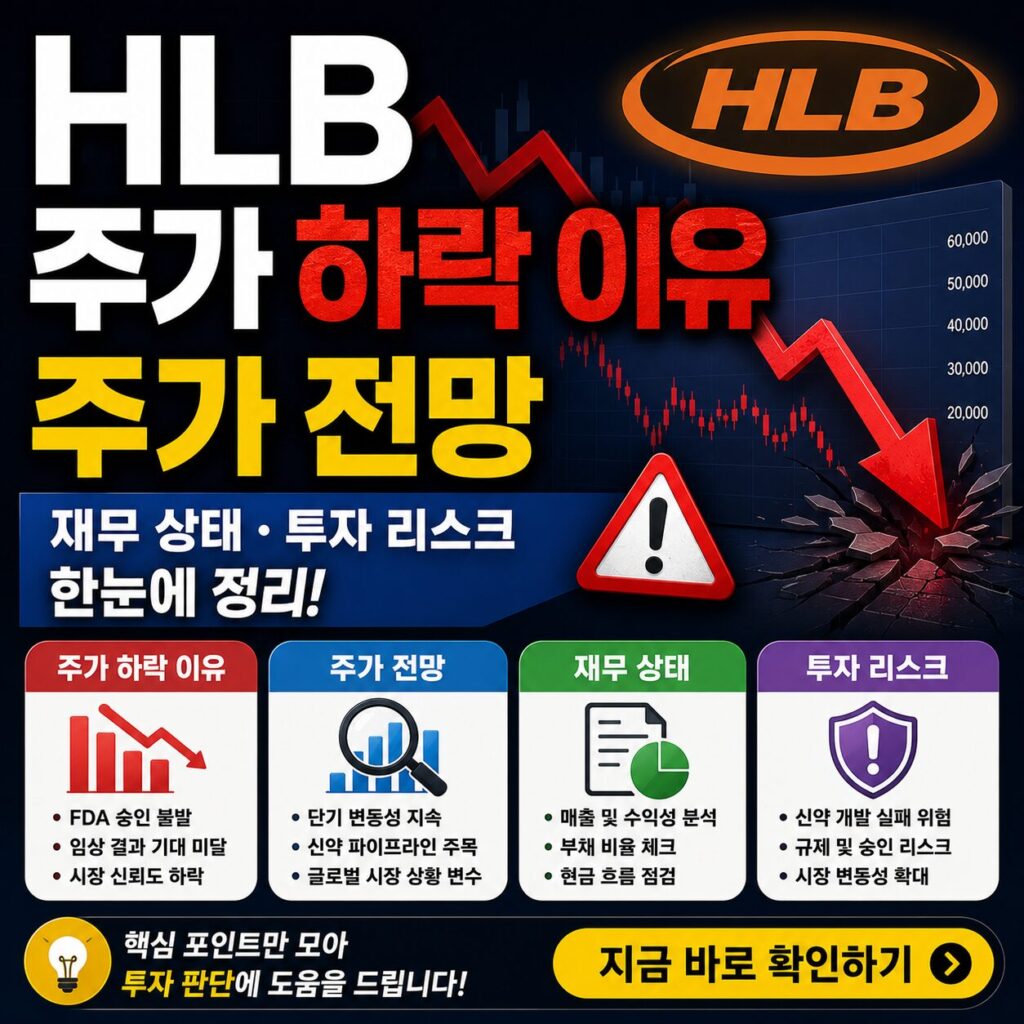 HLB 주가 하락 이유 주가 전망 재무 상태 투자 리스크 한눈에 정리