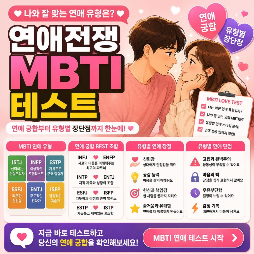 연애전쟁 MBTI 테스트 연애 궁합 유형별 장단점 궁합 결과 한눈에