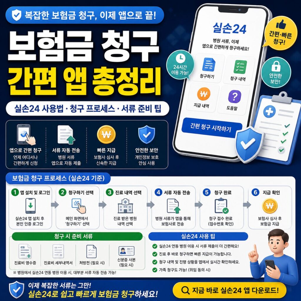 보험금 청구 간편 앱 총정리 실손24 사용법 청구 프로세스 서류 준비 팁