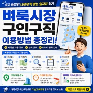 벼룩시장 구인구직 이용방법 총정리 지역별 채용 알바 이력서 등록 안내 500 x 500px 썸네일 이미지로 만들어주세요: 