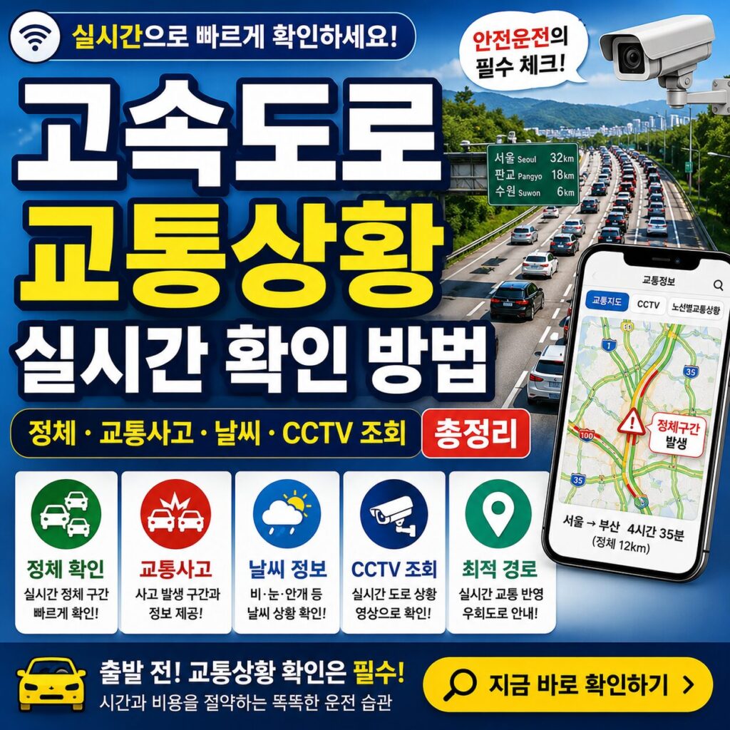고속도로 교통상황 실시간 확인 방법 정체 교통사고 날씨 CCTV 조회 총정리