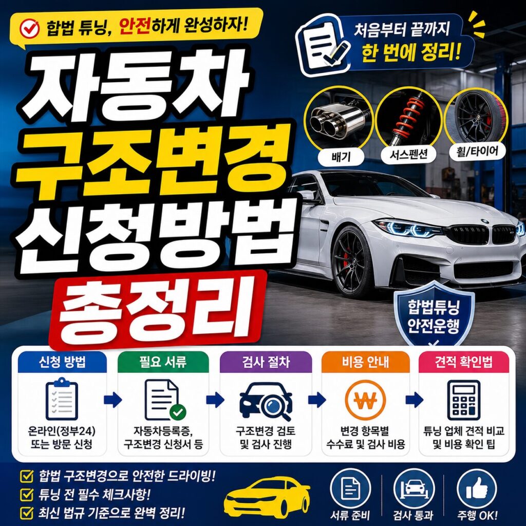 자동차 구조변경 신청방법 총정리 튜닝 서류 검사 비용 견적 확인법
