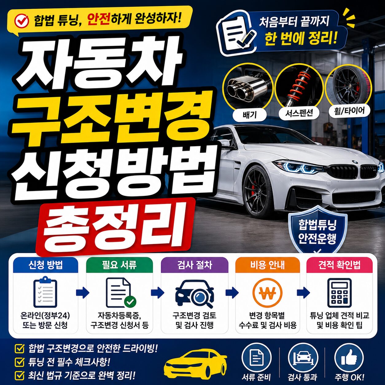 자동차 구조변경 신청방법 총정리 튜닝 서류 검사 비용 견적 확인법