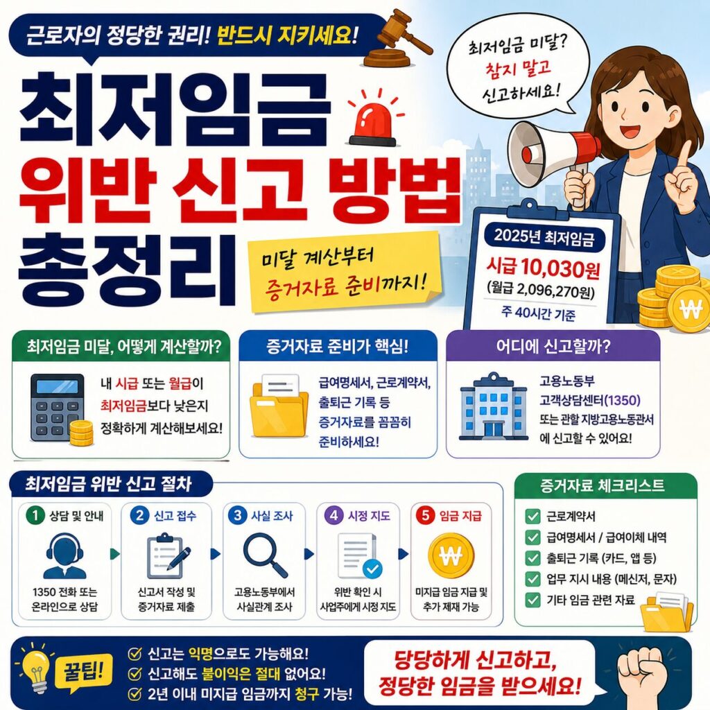 최저임금 위반 신고 방법 총정리 미달 계산부터 증거자료 준비까지