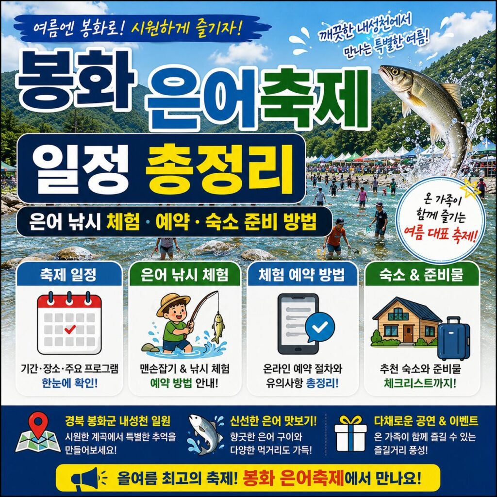 봉화 은어축제 일정 총정리 은어 낚시 체험 예약 숙소 준비 방법