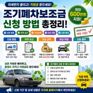조기폐차보조금 신청 방법 자격 지원금액 대상차량 절차 총정리
