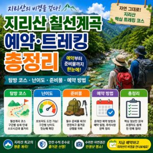 지리산 칠선계곡 예약 트레킹 총정리 탐방 코스 난이도 준비물 예약 방법