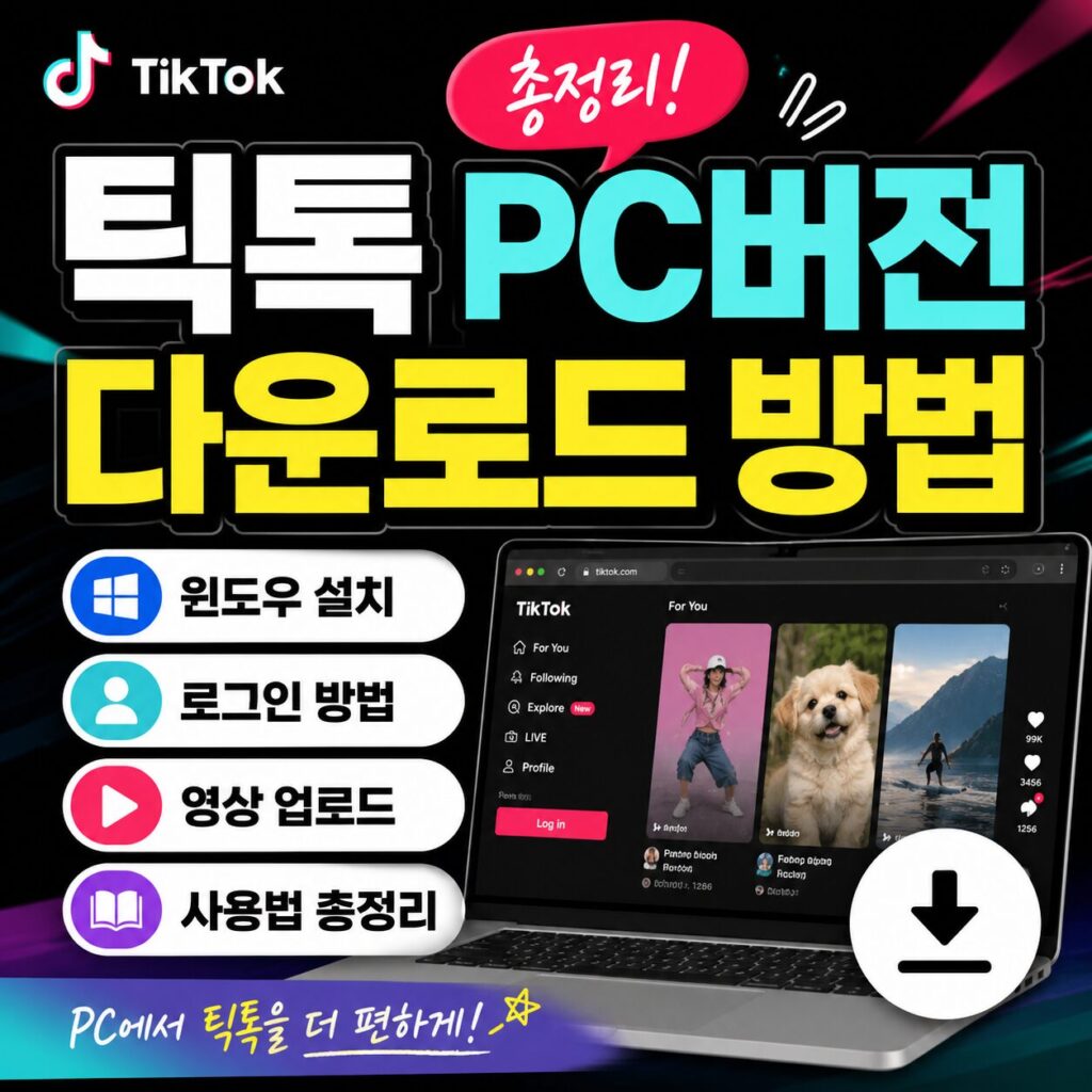 틱톡 PC버전 다운로드 방법 총정리 윈도우 설치 로그인 영상 업로드 사용법