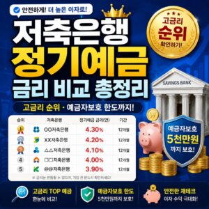 저축은행 정기예금 금리 비교 총정리 고금리 순위 예금자보호 한도까지