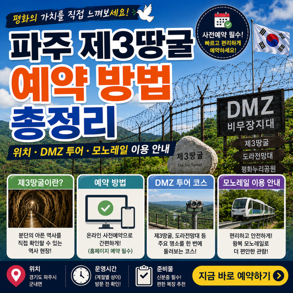 파주 제3땅굴 예약 방법 총정리 위치 DMZ 투어 모노레일 이용 안내