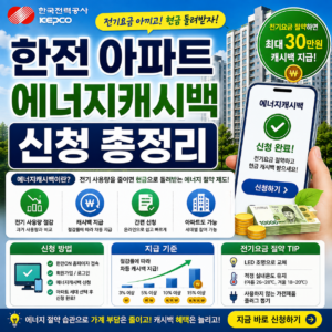 한전 아파트 에너지캐시백 신청 총정리 전기요금 절약 신청방법 지급기준
