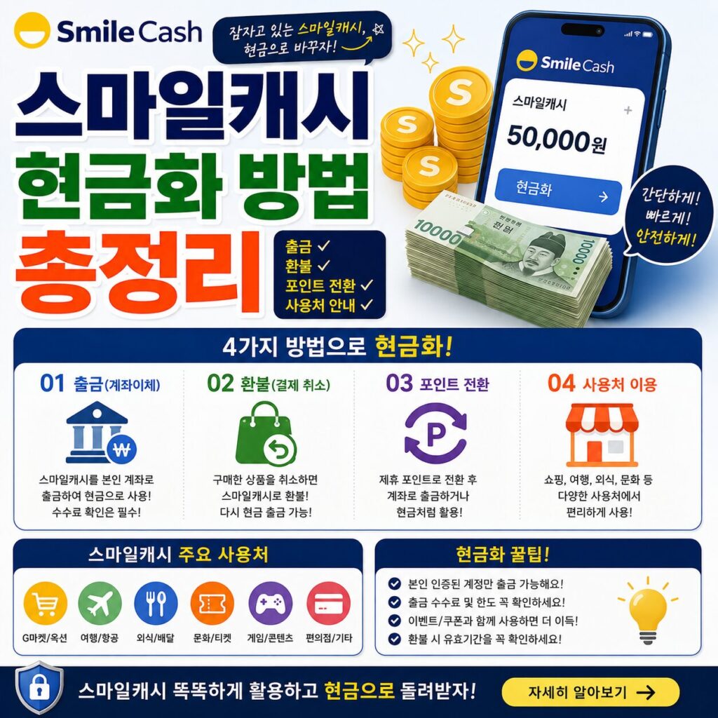 스마일캐시 현금화 방법 총정리 출금 환불 포인트 전환 사용처 안내