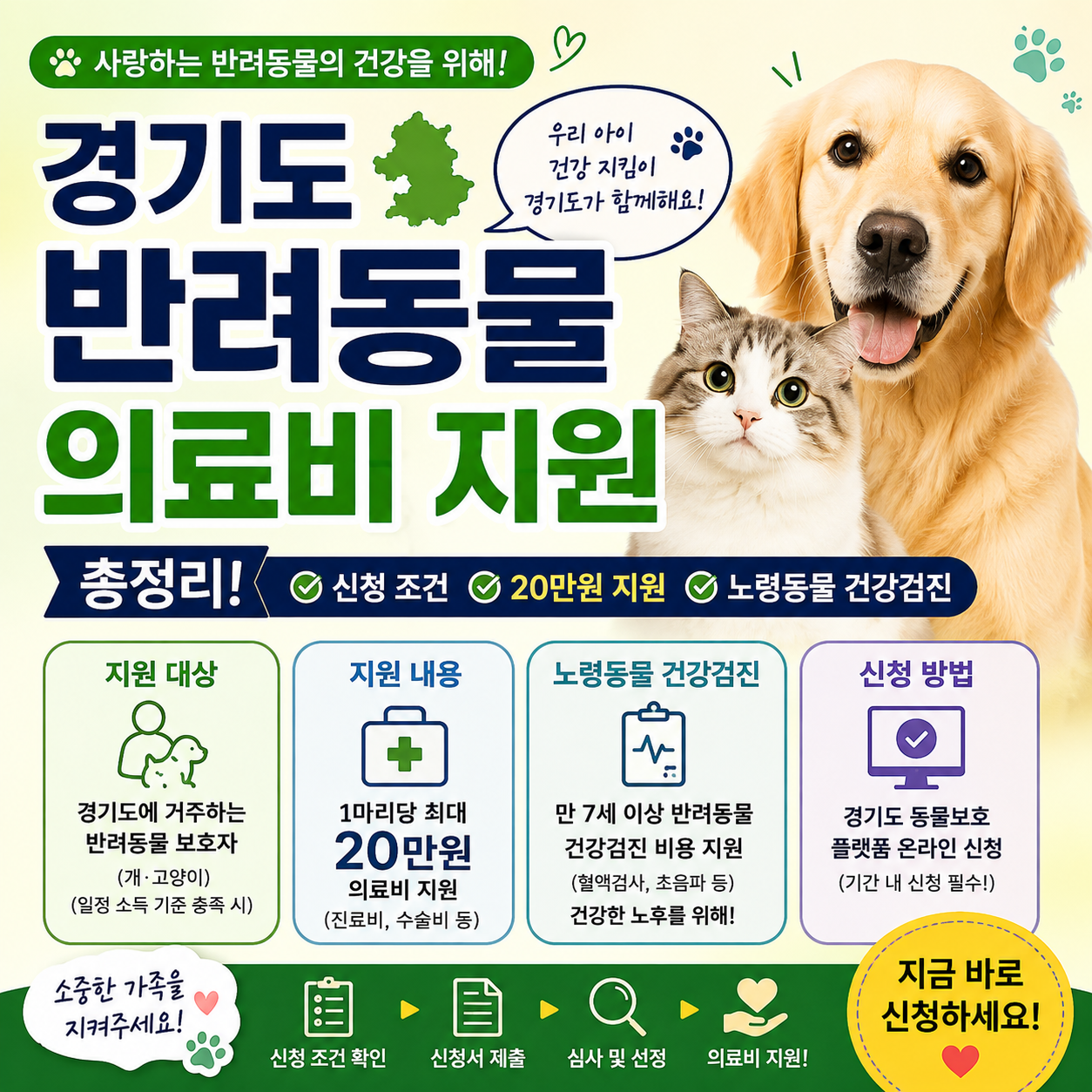 경기도 반려동물 의료비 지원 총정리 신청 조건 20만원 지원 노령동물 건강검진
