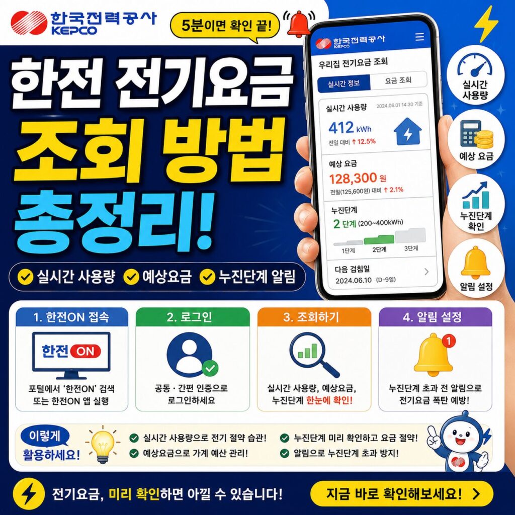 한전 전기요금조회 방법