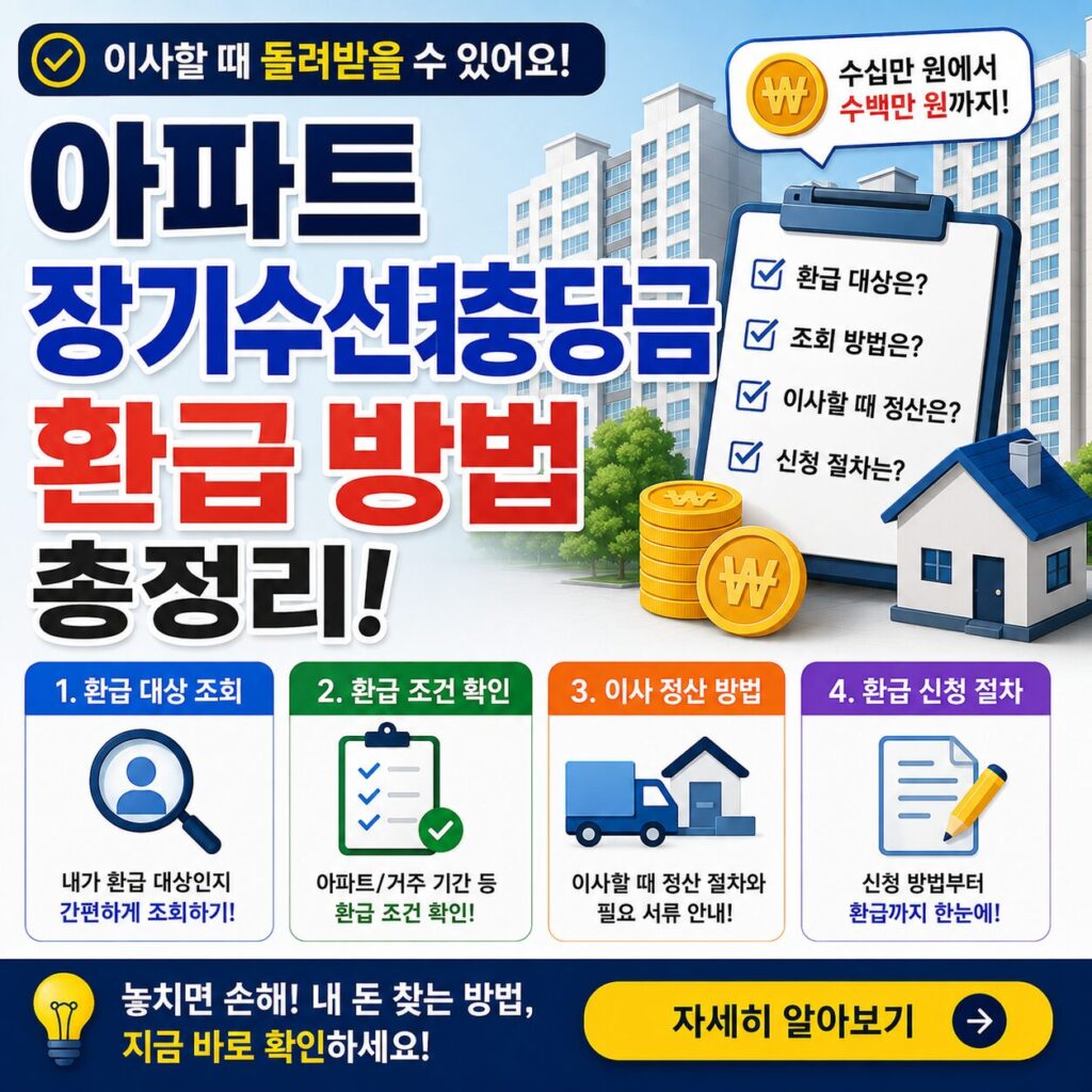 아파트 장기수선충당금 환급 방법 대상 조회 이사 정산 총정리