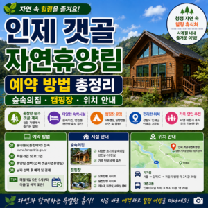 인제 갯골자연휴양림 예약 방법 총정리 숲속의집 캠핑장 위치 안내