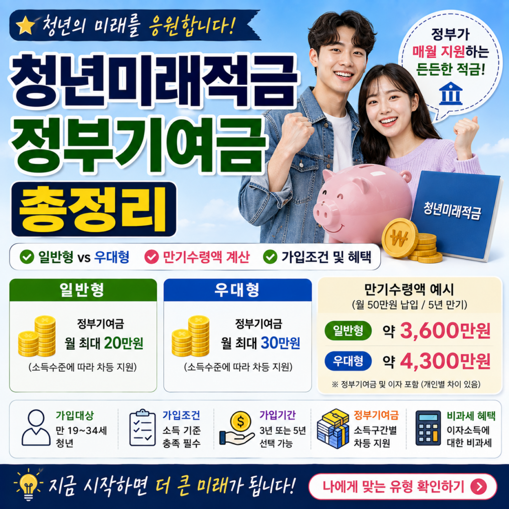 청년미래적금 정부기여금 총정리 일반형 우대형 만기수령액 계산