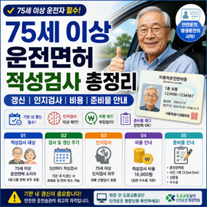 75세 이상 운전면허 적성검사 총정리 갱신 인지검사 비용 준비물 안내