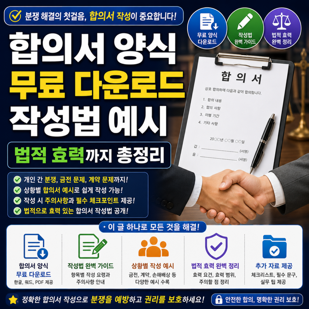 합의서 양식 무료 다운로드 작성법 예시 법적 효력까지 총정리
