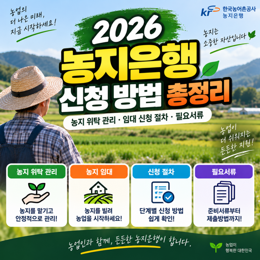 2026 농지은행 신청 방법 총정리 농지 위탁 관리 임대 신청 절차 필요서류